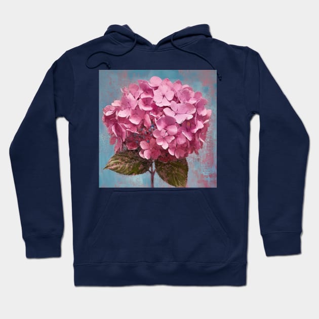 Simple Pink Folk Art Hydrangea Flower Hoodie by EpicFoxArt